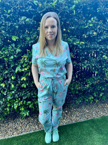 Flamingo Bells Fun Scrub Set