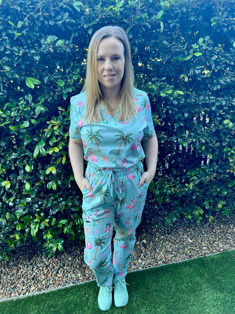 Flamingo Bells Fun Scrub Set