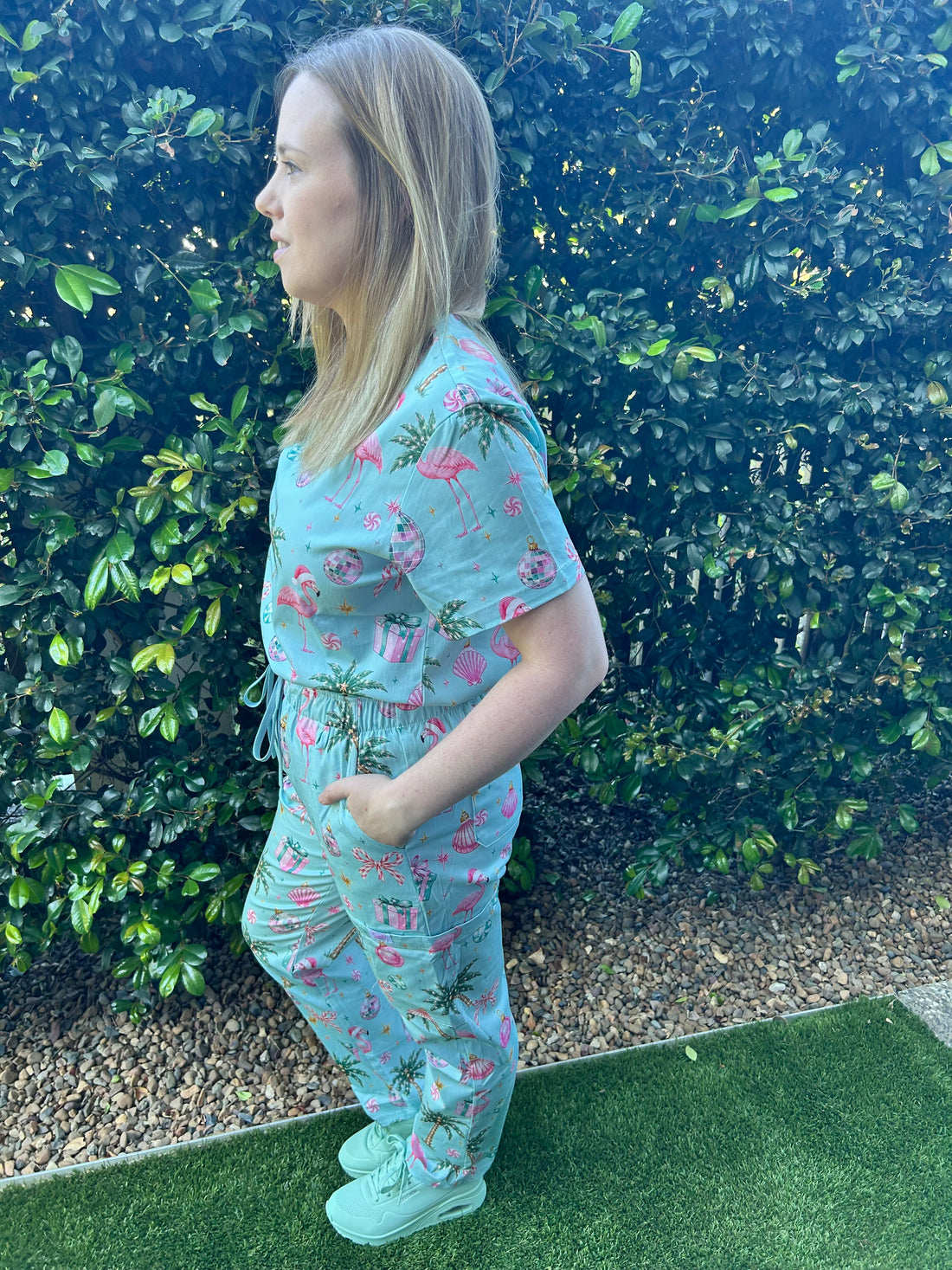 Flamingo Bells Fun Scrub Set